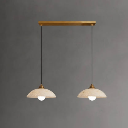 Fova Marble Spliced Bowl Pendant Light White Double Head | Celestre