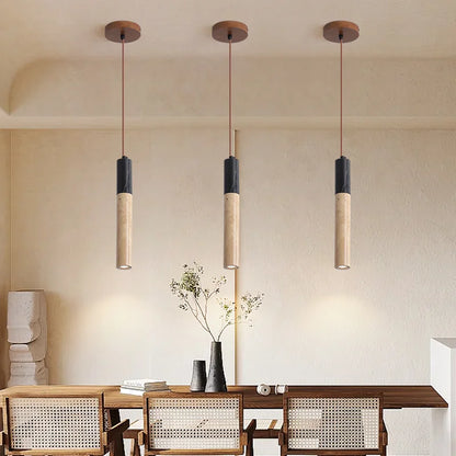 Gani Travertine Cylindrical Pendant Light | Celestre