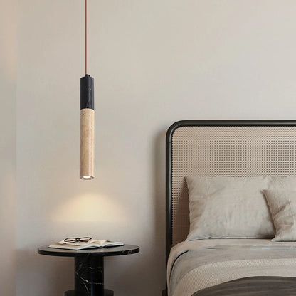 Gani Travertine Cylindrical Pendant Light | Celestre