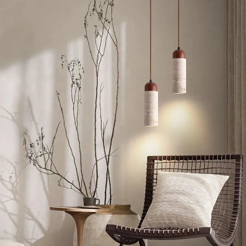 Drin Travertine Tube Pendant Light | Celestre