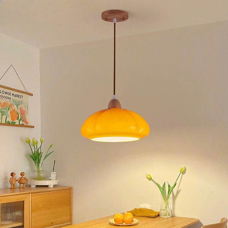 Zela Pumpkin Ribbed Pendant Light | Celestre