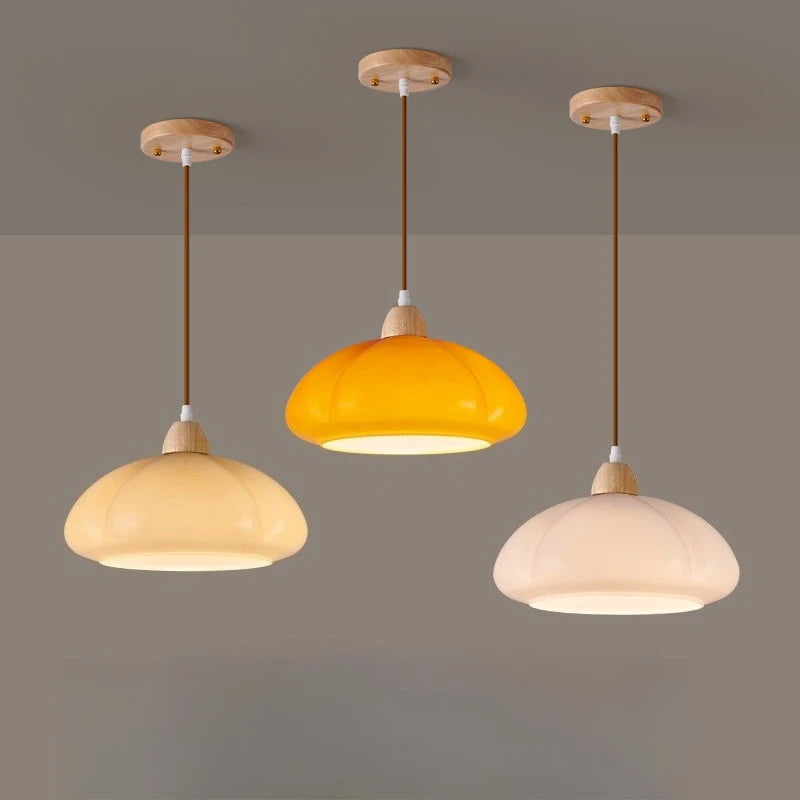 Zela Pumpkin Ribbed Pendant Light | Celestre