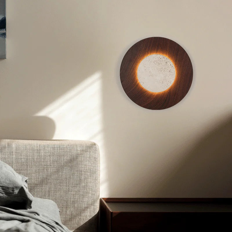 Dexo Travertine Round Halo Wall Light Tri-Colour | Celestre