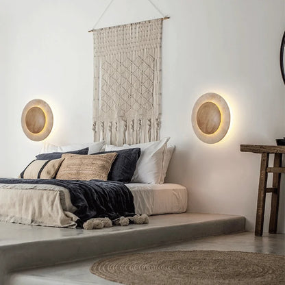 Rori Travertine Disc Wall Light | Celestre