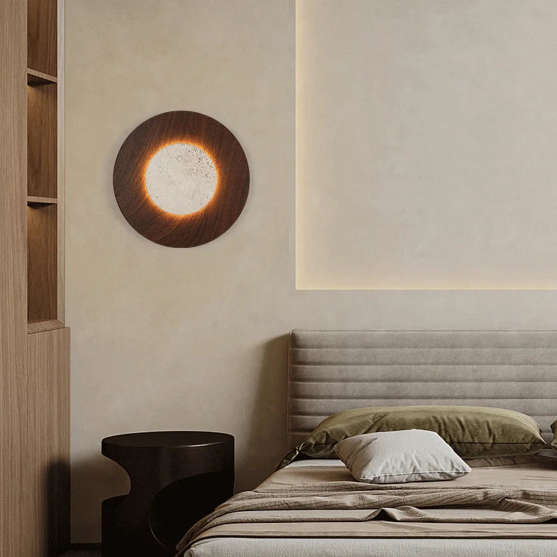 Dexo Travertine Round Halo Wall Light | Celestre