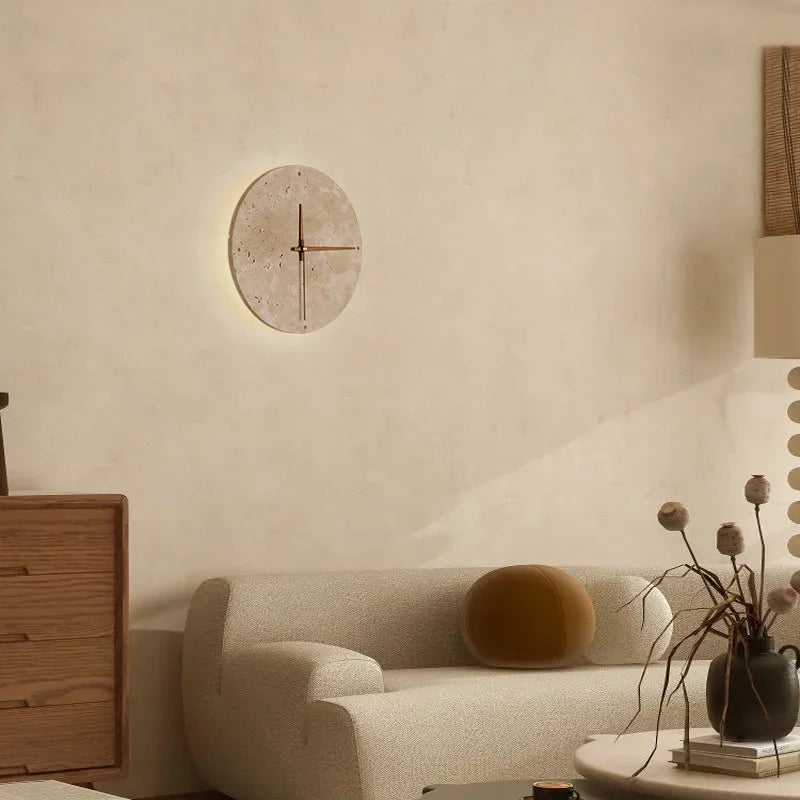 Trem Travertine Clock Wall Light | Celestre