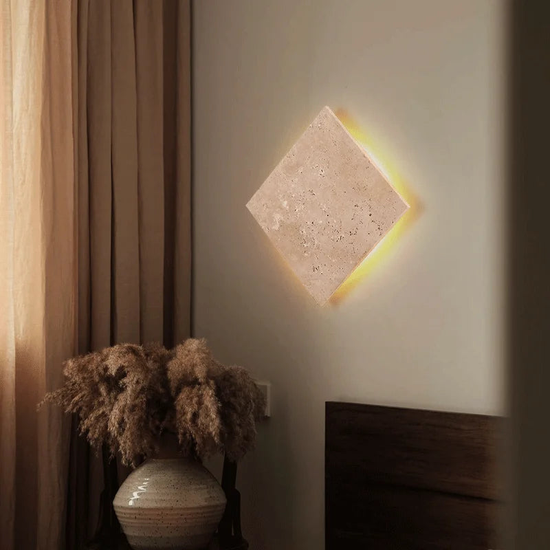 Flin Square Travertine Wall Light Neutral | Celestre