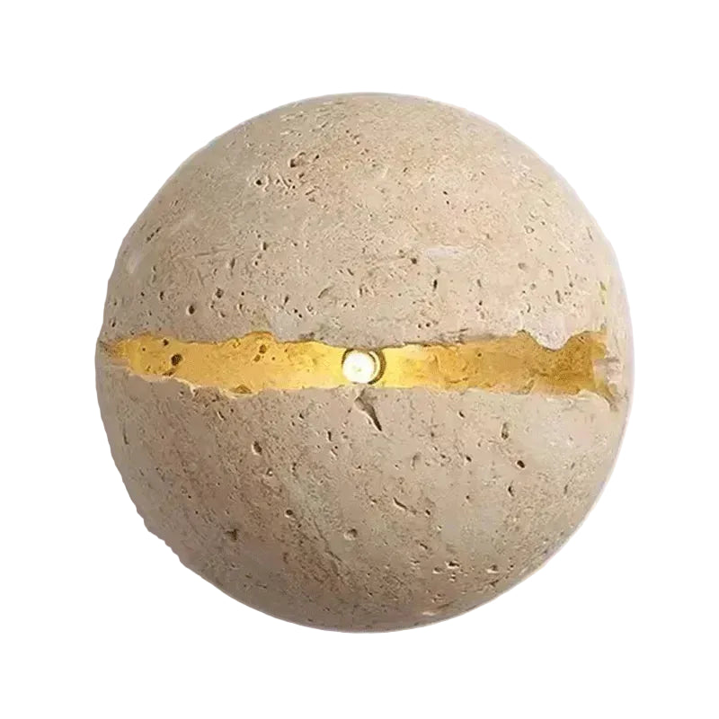 Eris Travertine Cracked Sphere Wall Light | Celestre