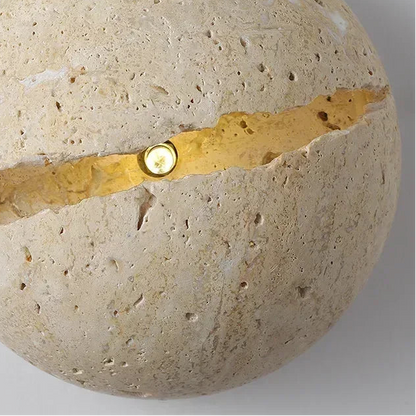 Eris Travertine Cracked Sphere Wall Light | Celestre