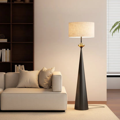 Dixo Japandi Tapered Floor Lamp Black Erect Mirrored Gold | Celestre