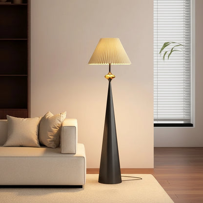 Dixo Japandi Tapered Floor Lamp Black Folds Mirrored Gold | Celestre