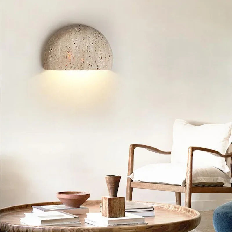 Rena Half-Moon Travertine Wall Light | Celestre
