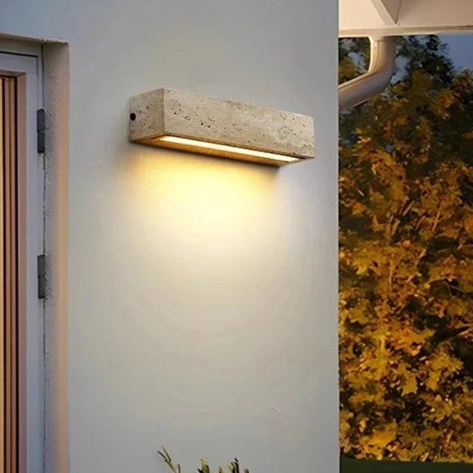 Eali Travertine Linear Outdoor Wall Light L 24 cm | Celestre