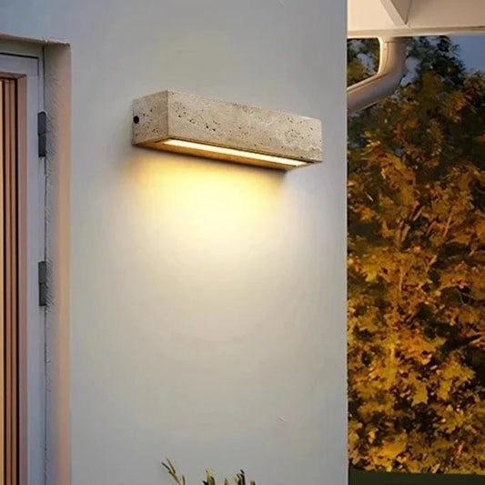 Eali Travertine Linear Outdoor Wall Light L 24 cm | Celestre