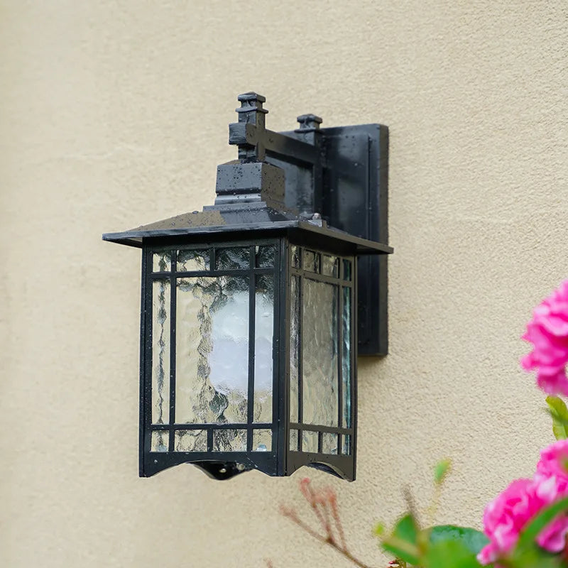 Xyli Lantern Cage Outdoor Wall Light Black | Celestre