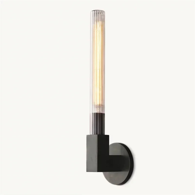 Elia Offset Stem Fluted Wall Light Black | Celestre