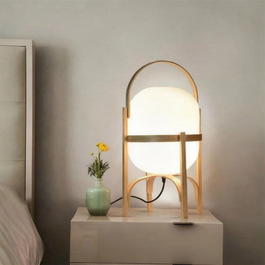 Veya Lantern Table Lamp Log Wood Small | Celestre