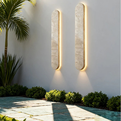 Sile Oblong Travertine Outdoor Wall Light H 120 cm | Celestre