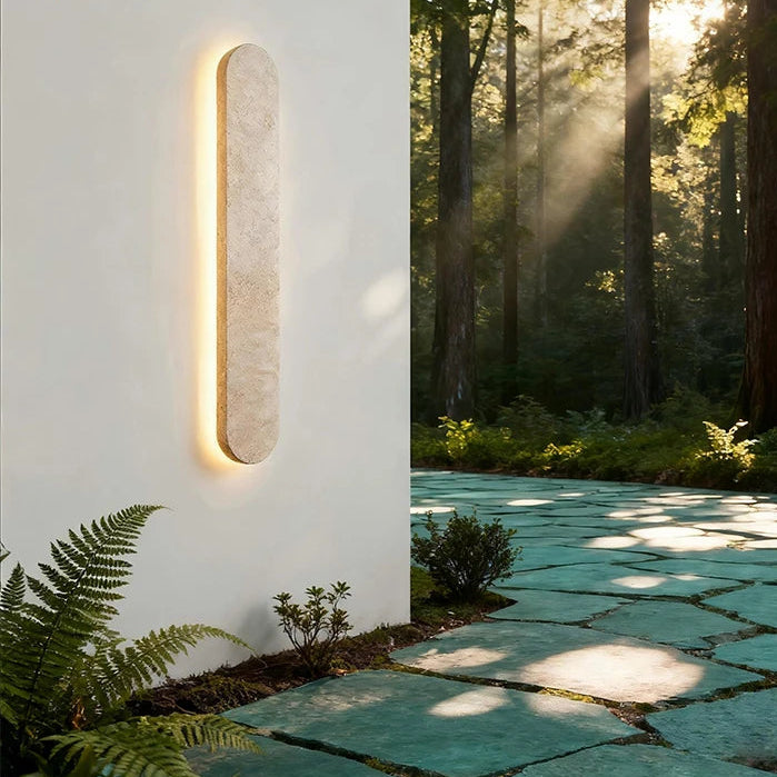 Sile Oblong Travertine Outdoor Wall Light H 80 cm | Celestre