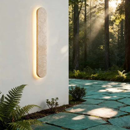 Sile Oblong Travertine Outdoor Wall Light H 80 cm | Celestre