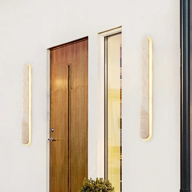 Sile Oblong Travertine Outdoor Wall Light | Celestre