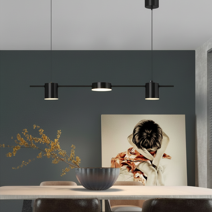 Ellin Nordic Linear LED Chandelier Black 3 Heads | Celestre