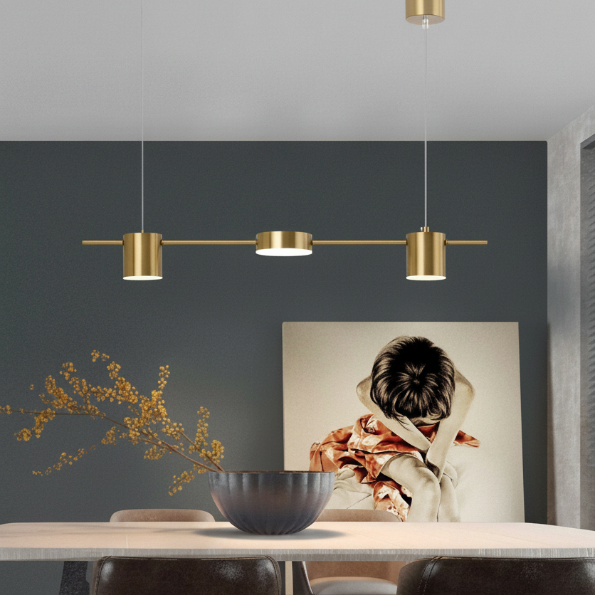 Ellin Nordic Linear LED Chandelier Gold 3 Heads | Celestre