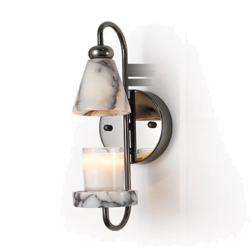 Elvy Art Deco Marble Candle Holder Wall Light | Celestre