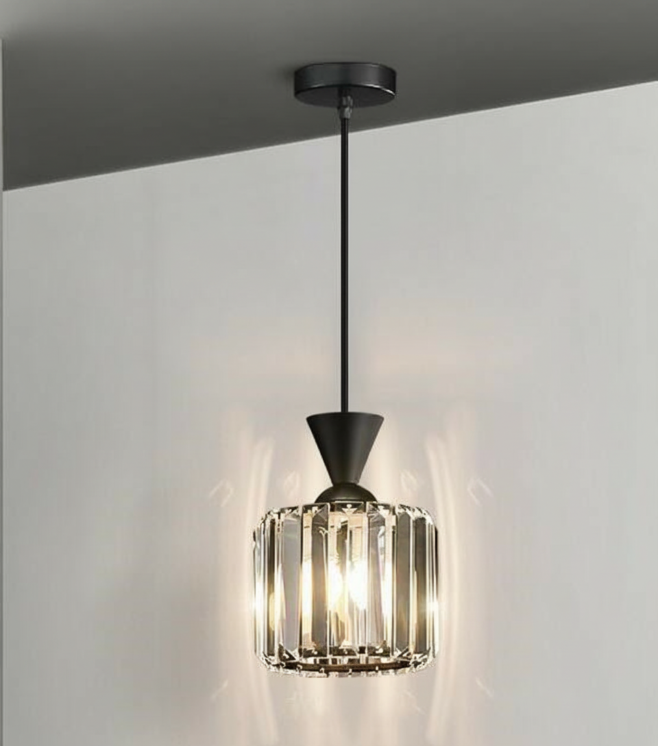 Jenli Crystal Pendant Light Black Round | Celestre