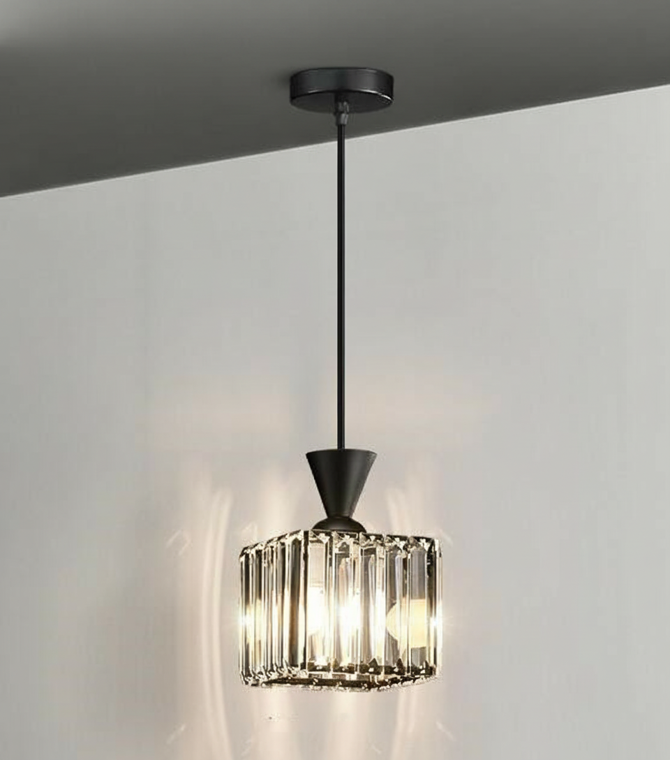 Jenli Crystal Pendant Light Black Cube | Celestre