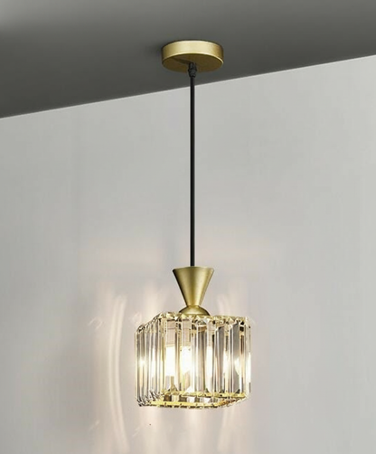 Jenli Crystal Pendant Light Gold Cube | Celestre