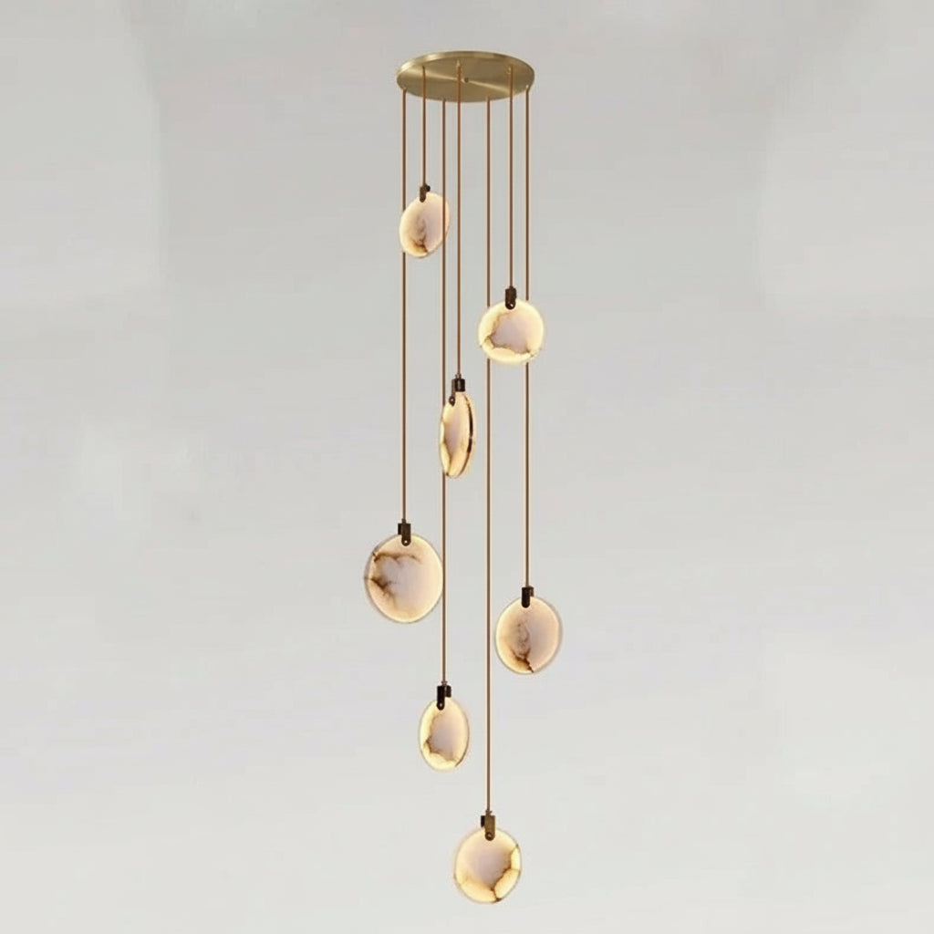 Lenzi Spanish Alabaster Disc Chandelier 7 Heads | Celestre