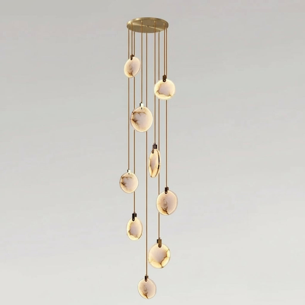 Lenzi Spanish Alabaster Disc Chandelier 9 Heads | Celestre