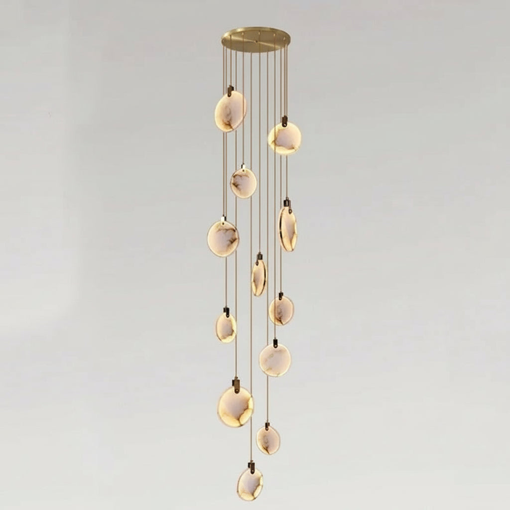 Lenzi Spanish Alabaster Disc Chandelier 12 Heads | Celestre