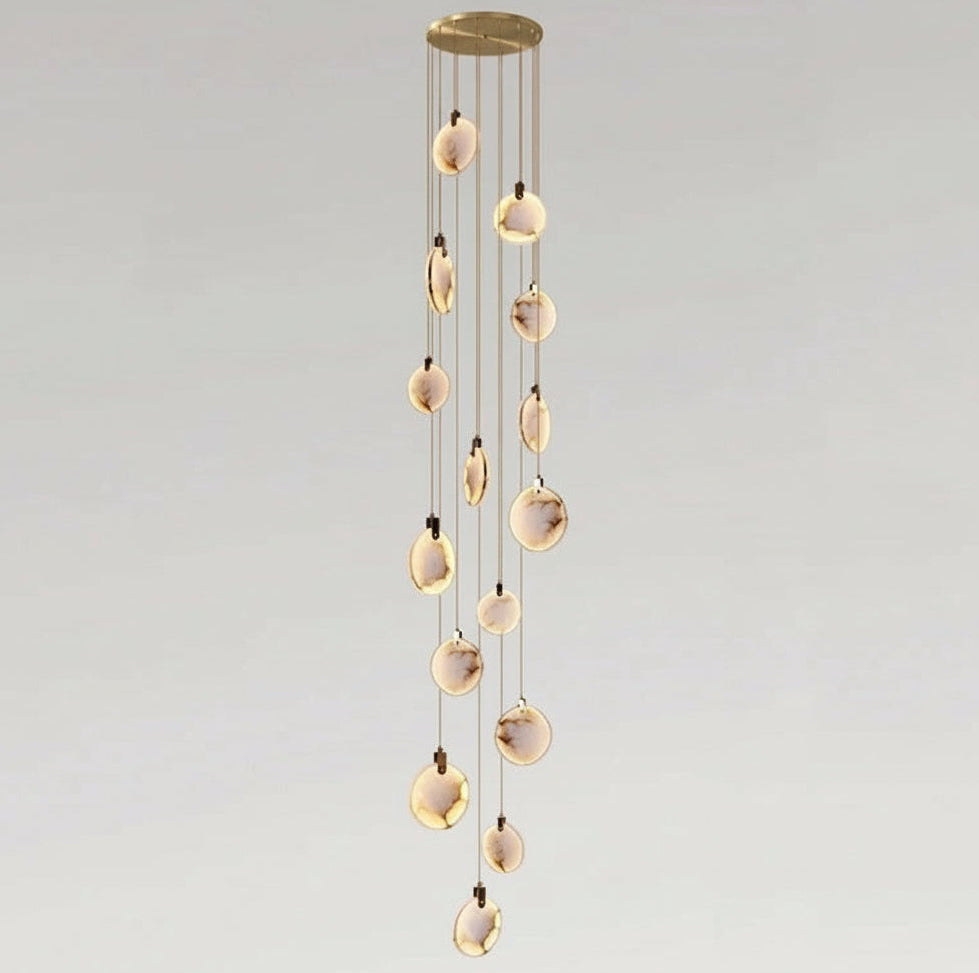Lenzi Spanish Alabaster Disc Chandelier 15 Heads | Celestre