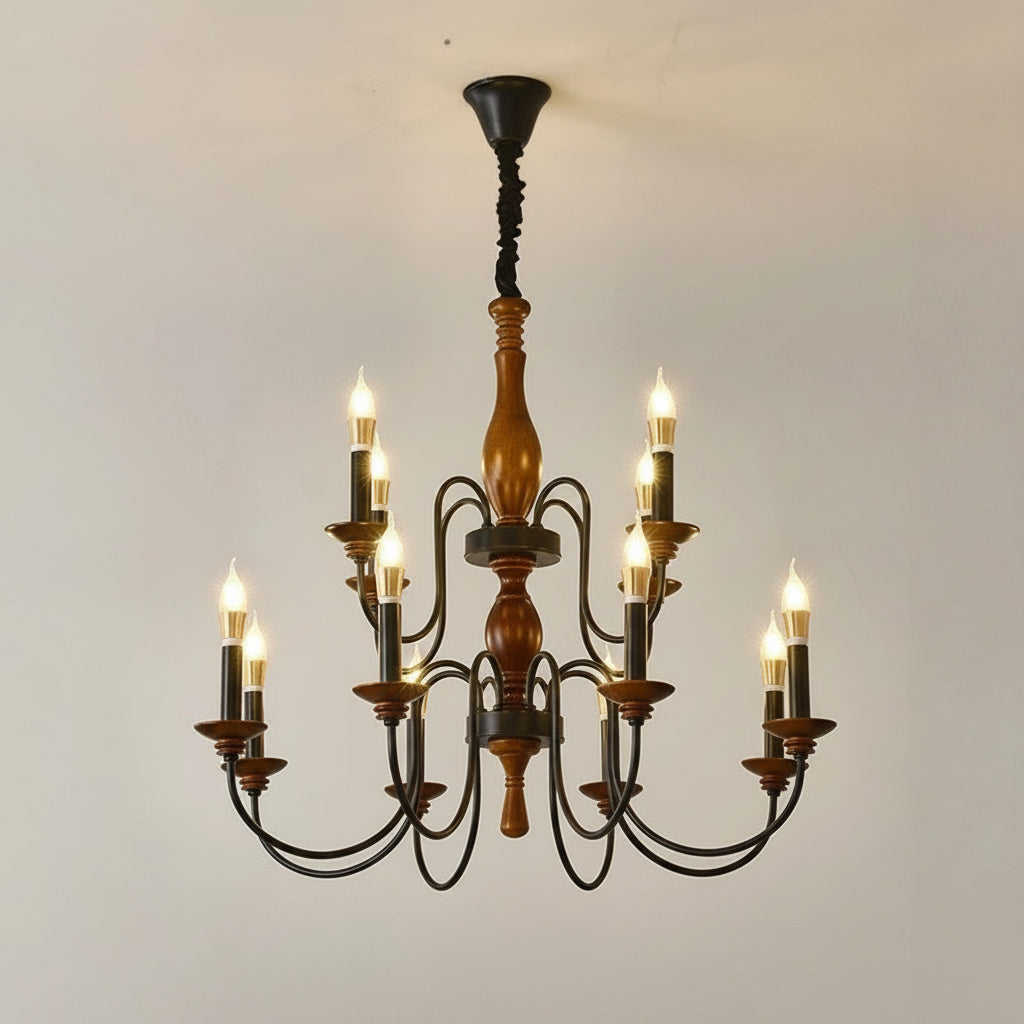 Avix Wooden Candelabra Chandelier 12 Heads | Celestre
