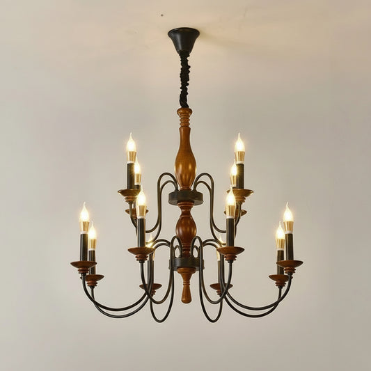 Avix Wooden Candelabra Chandelier 12 Heads | Celestre