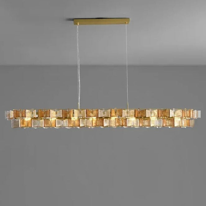 Brov Mid Century Linear Tiered Chandelier Amber L 95 cm | Celestre