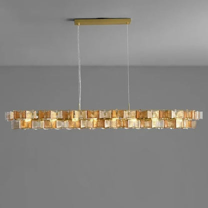 Brov Mid Century Linear Tiered Chandelier Amber L 95 cm | Celestre