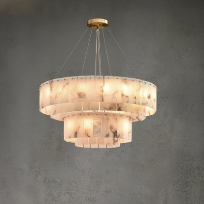 Frilo Round Slab Alabaster Chandelier D 80 + 45 cm | Celestre