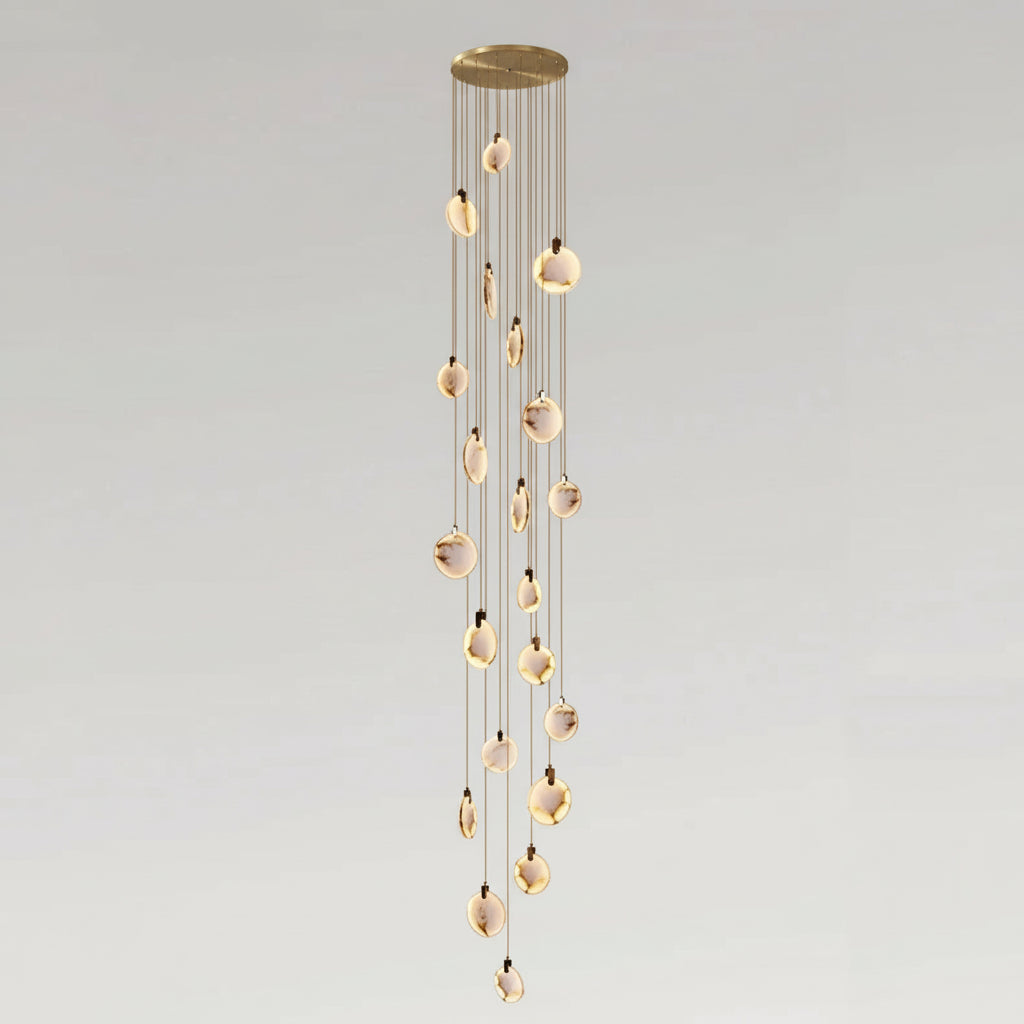 Lenzi Spanish Alabaster Disc Chandelier 21 Heads | Celestre