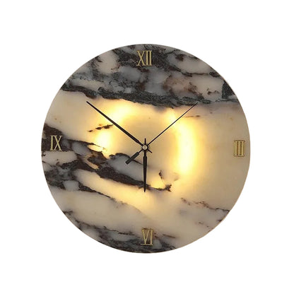Selno Round Marble Clock Wall Light | Celestre