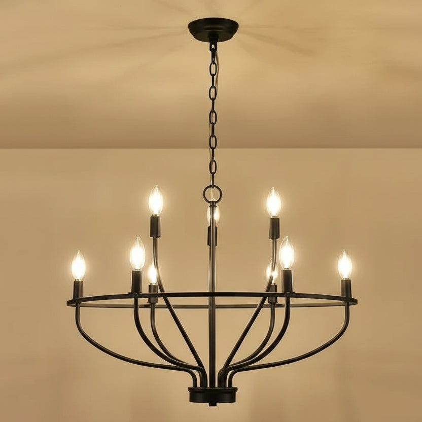 Hivo Hoop Candelabra Chandelier Black 9 Heads | Celestre