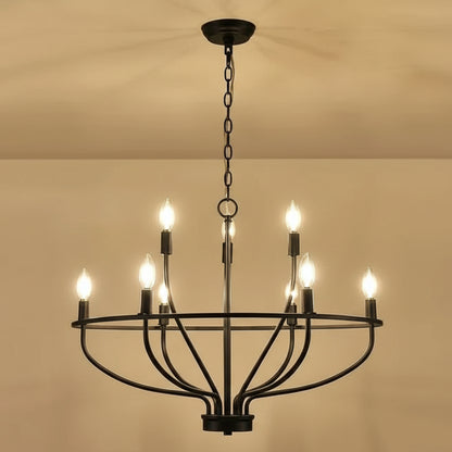 Hivo Hoop Candelabra Chandelier Black 9 Heads | Celestre