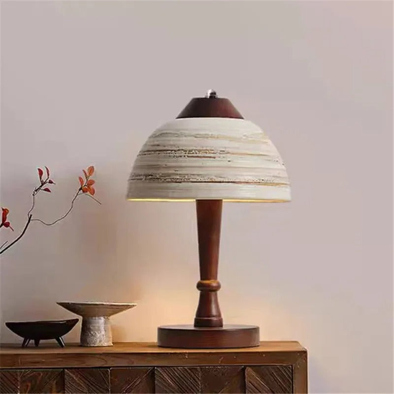 Iren Dome Ceramic Wooden Table Lamp Walnut | Celestre
