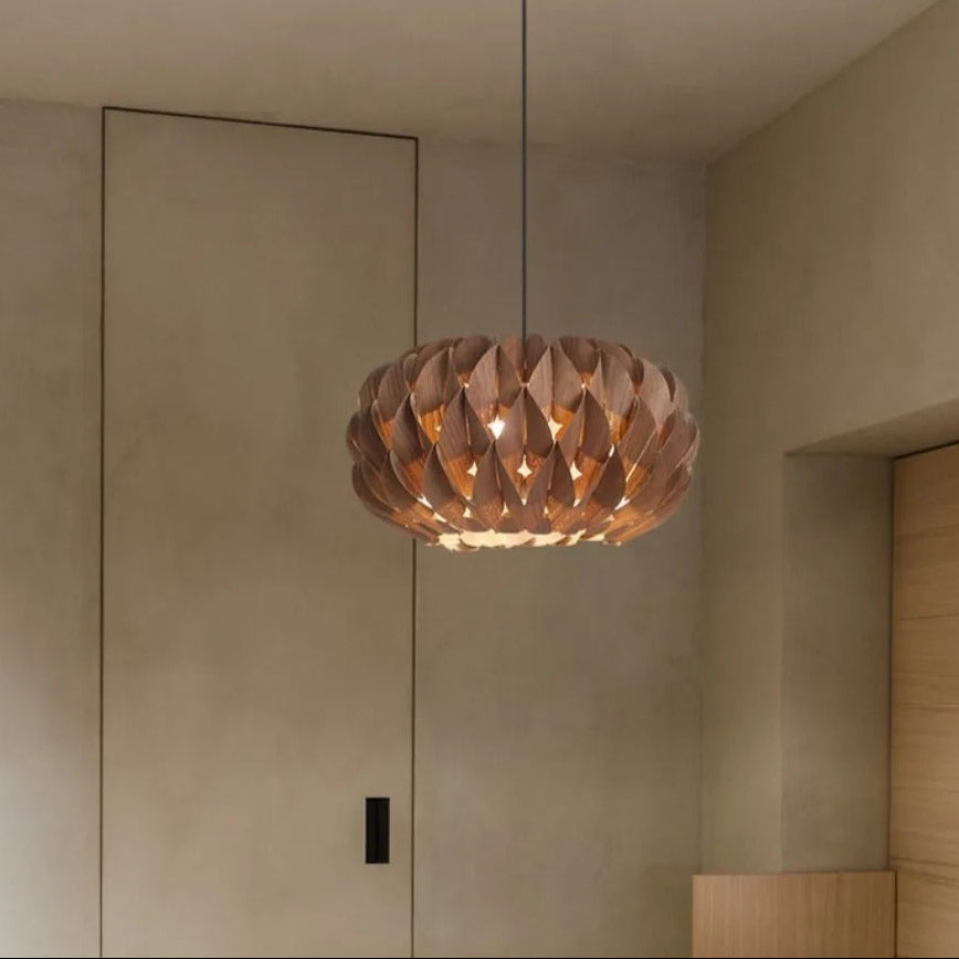 Gris Japandi Veneer Pendant Light | Celestre