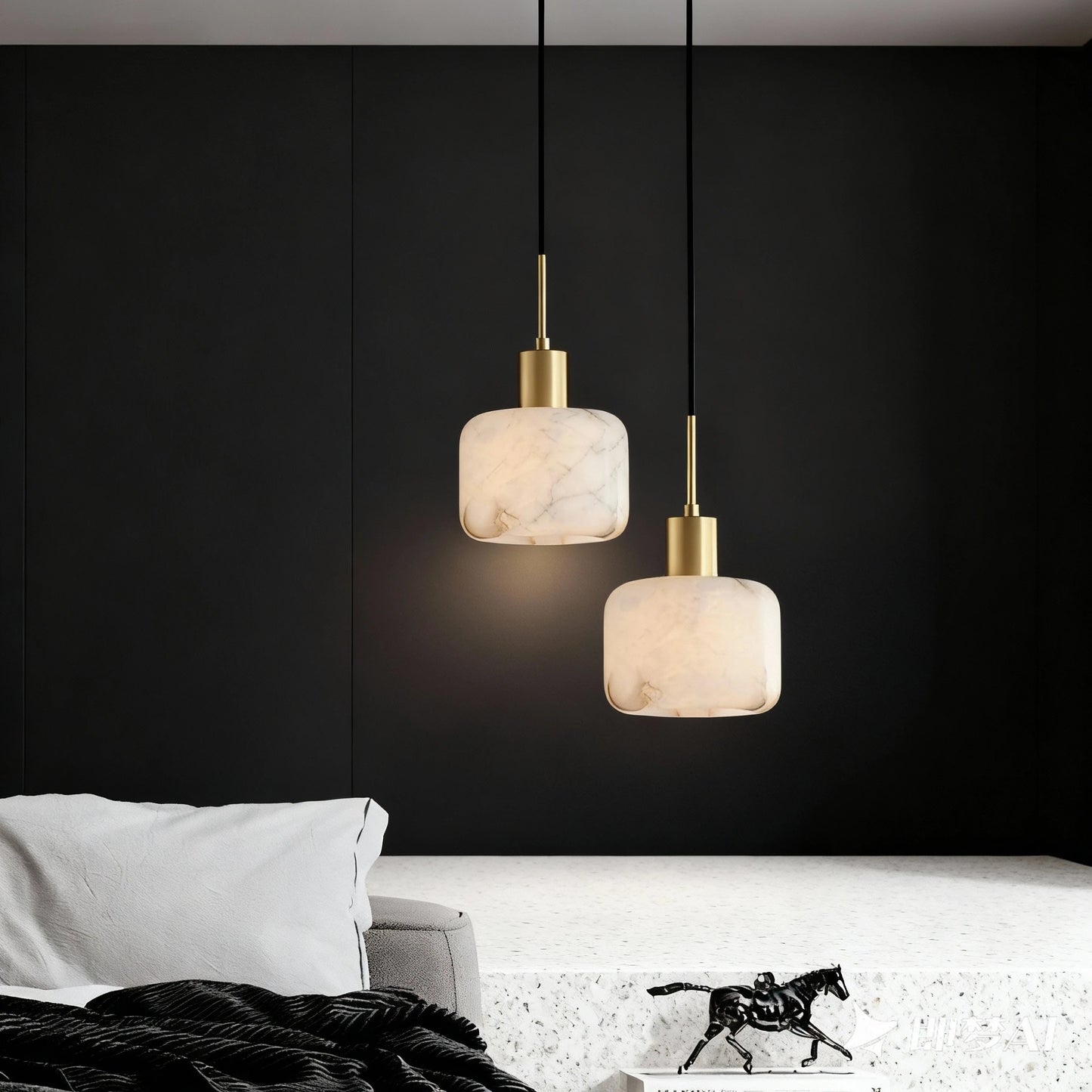 Lira Dome Alabaster Pendant Light | Celestre