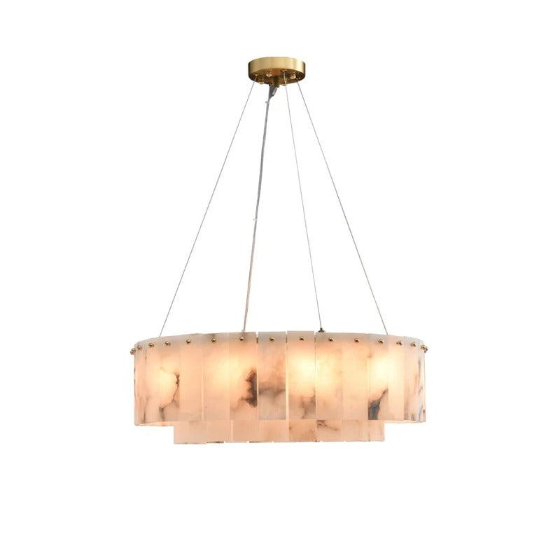 Frilo Round Slab Alabaster Chandelier | Celestre