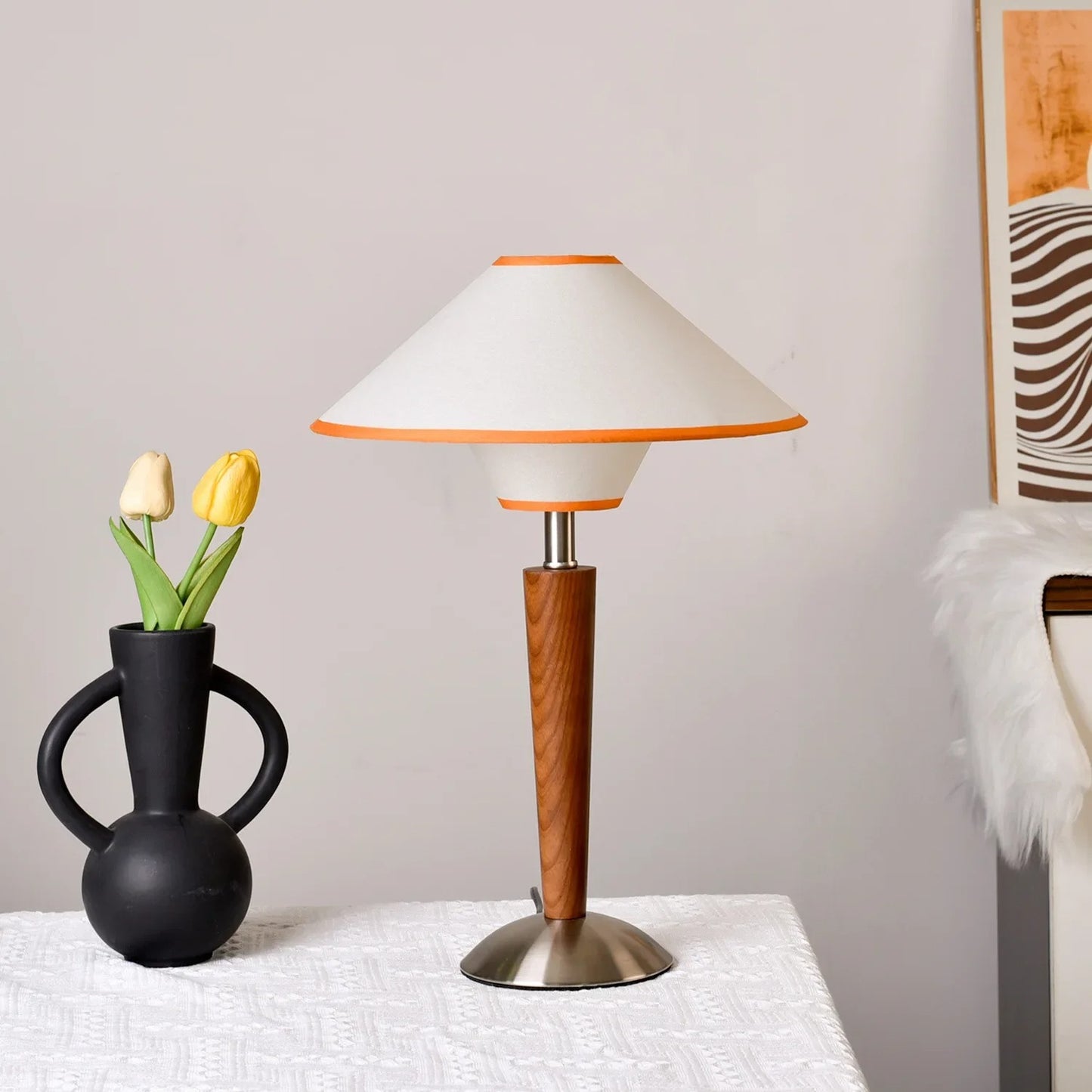 Tilo Mid-Century Conical Table Lamp White | Celestre
