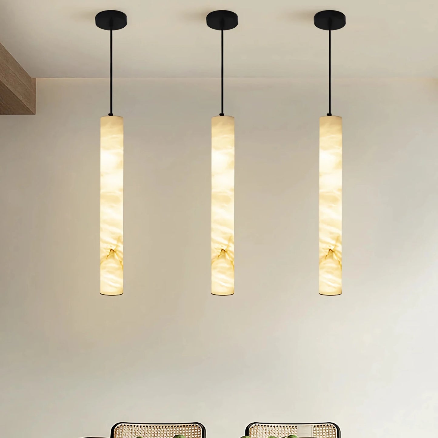 Fina Cylindrical Alabaster Pendant Light | Celestre